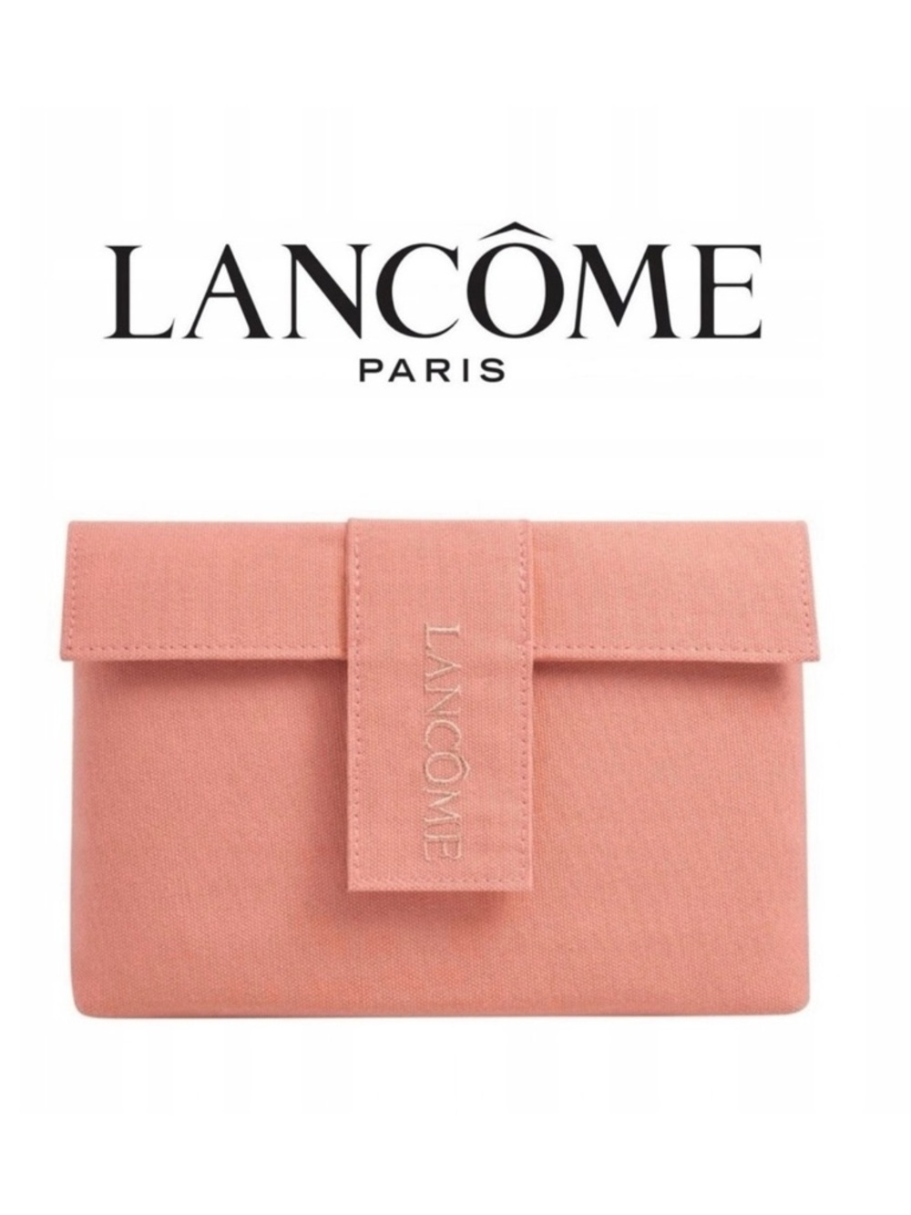 New Lancome pink canvas clutch makeup bag/ cosmetic travel bag
